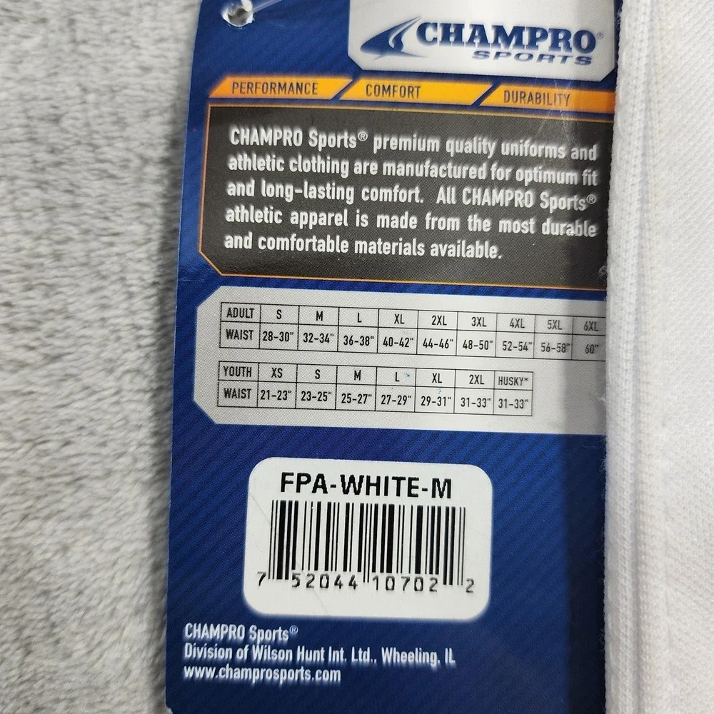 Champro Sports Pants Mens M White Cropped Baseball Knicker Adjustable Waist‎